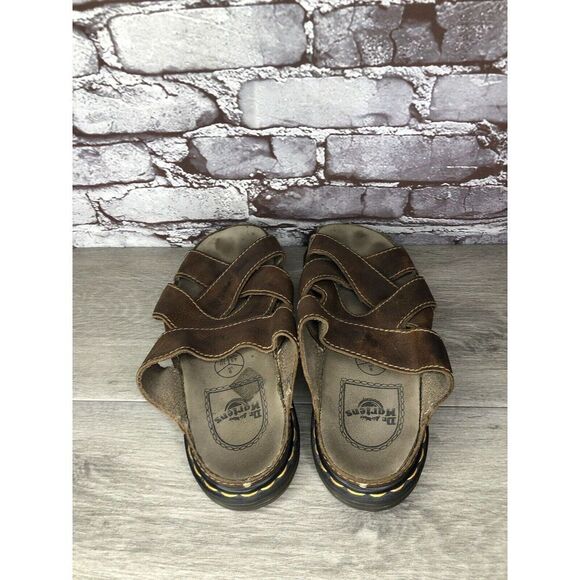 Vintage 90s DR. DOC MARTENS Brown Leather Fisherman Platform Sandals Men Sz 43EU - Picture 6 of 16
